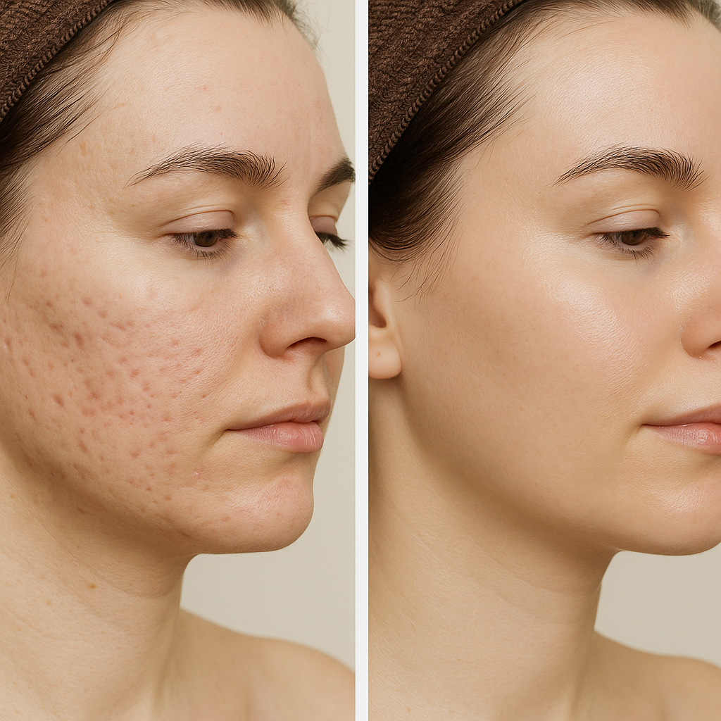 Before and after microneedling with RF